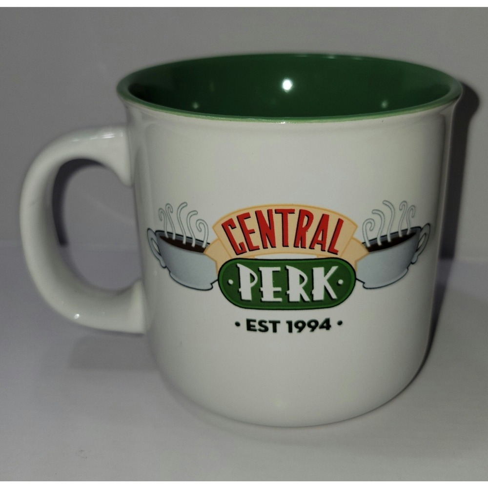 FRIENDS Coffee Mug Cup 20oz Jumbo‎ Ceramic Central Perk TV Show White Green